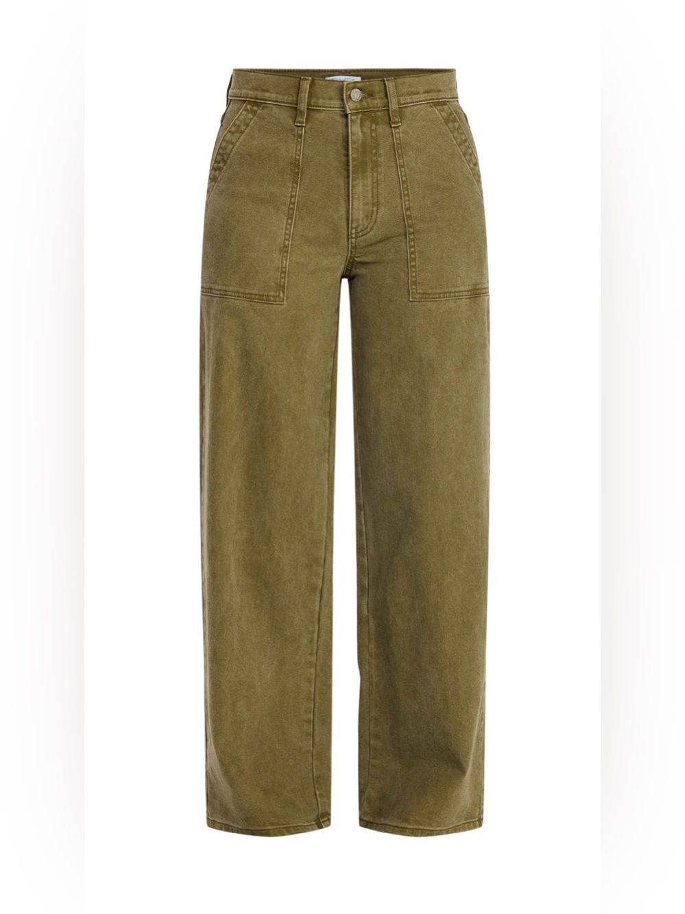 Time and Tru Washed Olive High Rise Wide Leg Utility Trousers - Picture 6 of 16